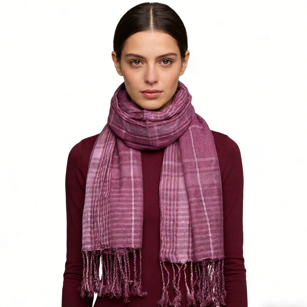 2pcs Foulard teint à la chaîne fuchsia bloc couleur, look luxe