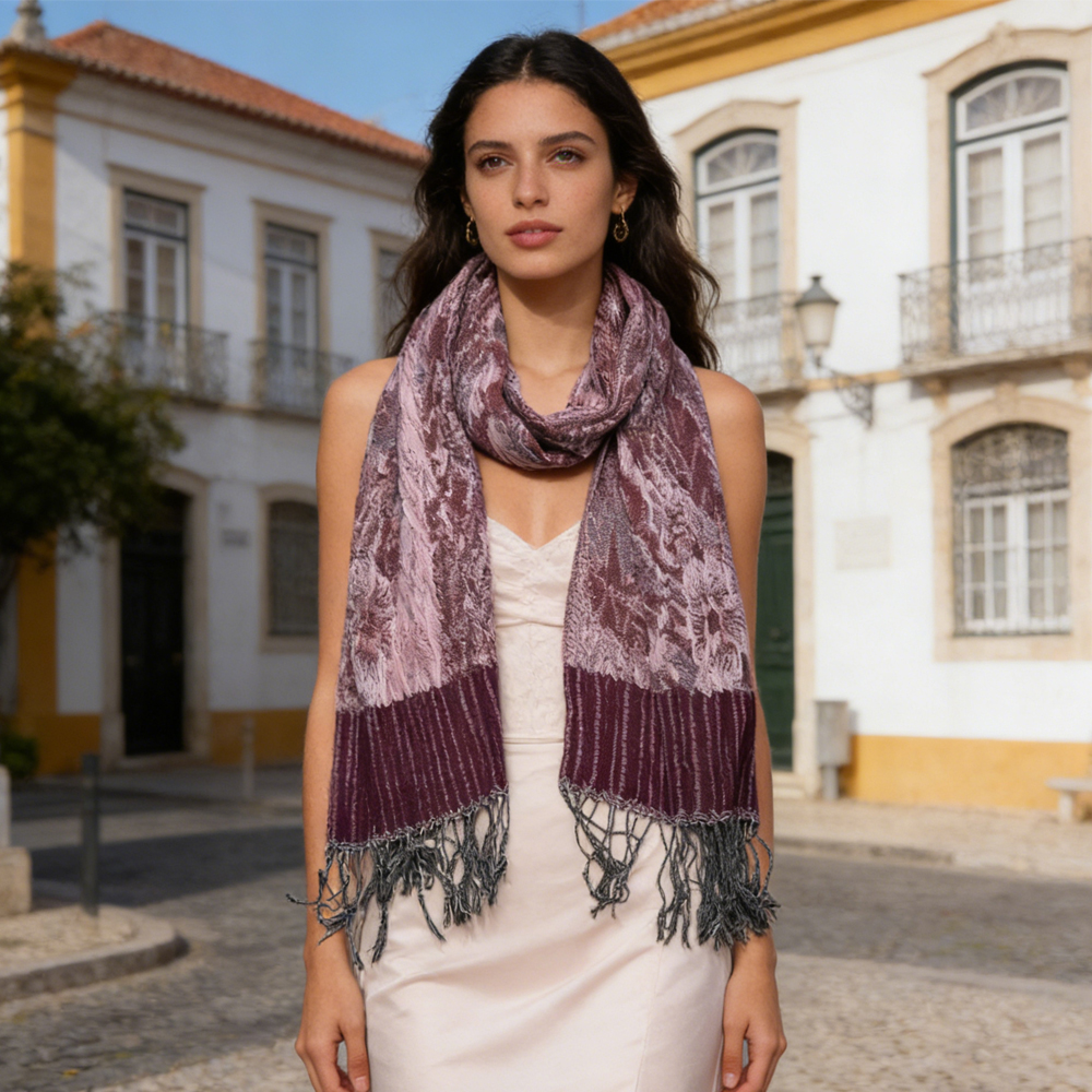 2pcs Foulard Jacquard soirée texture riche, look luxe