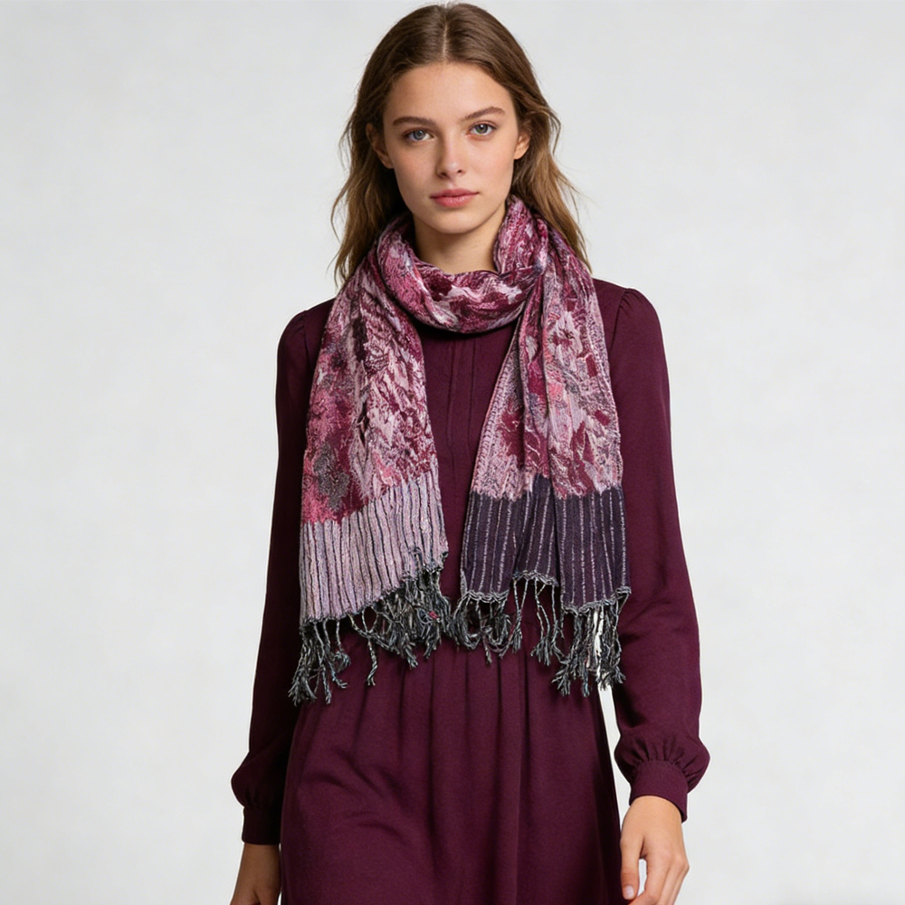 2pcs Foulard Jacquard soirée texture riche, look luxe