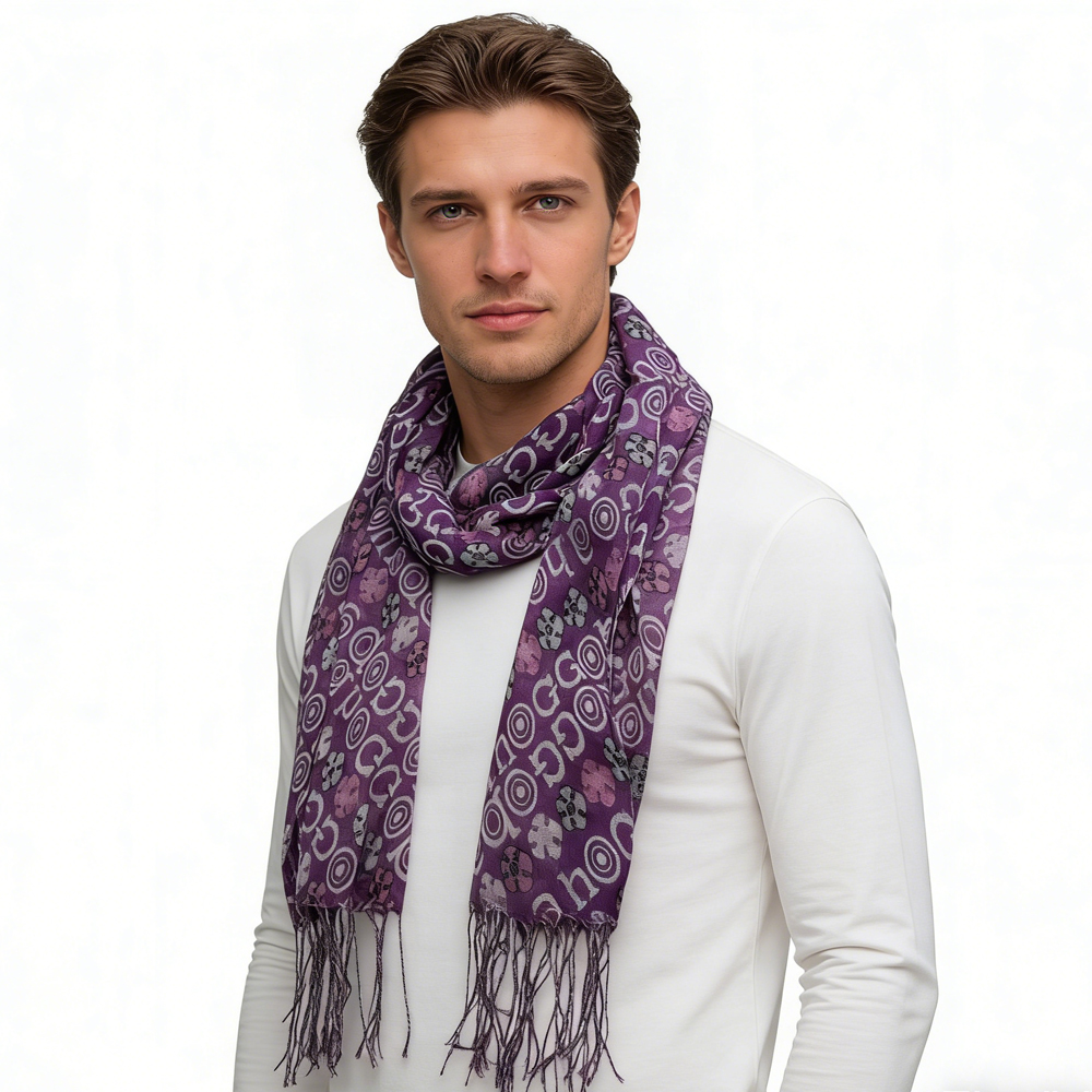 2 foulards viscose boho violet aquarelle aéré