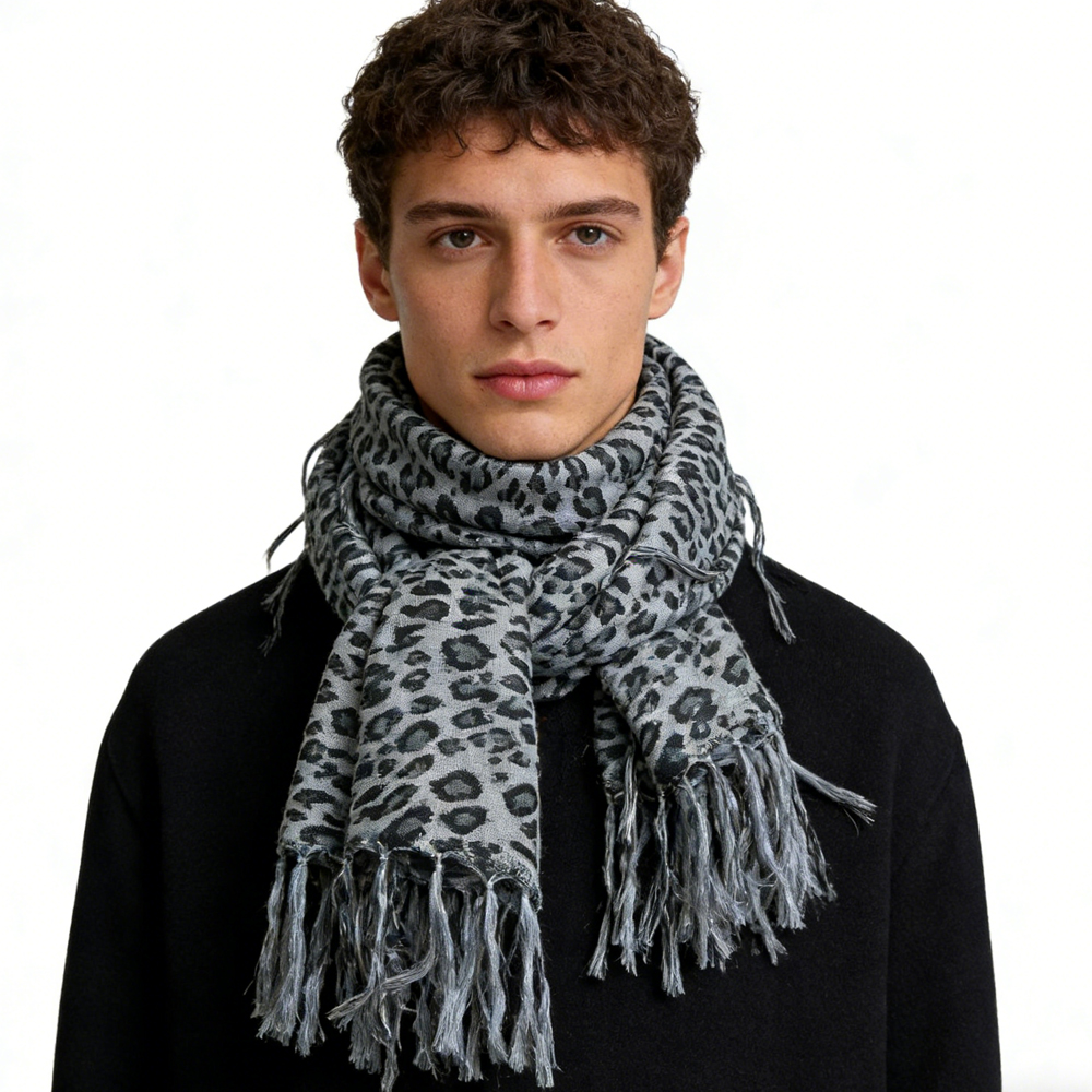 2 foulards carrés minimalistes gris léopard
