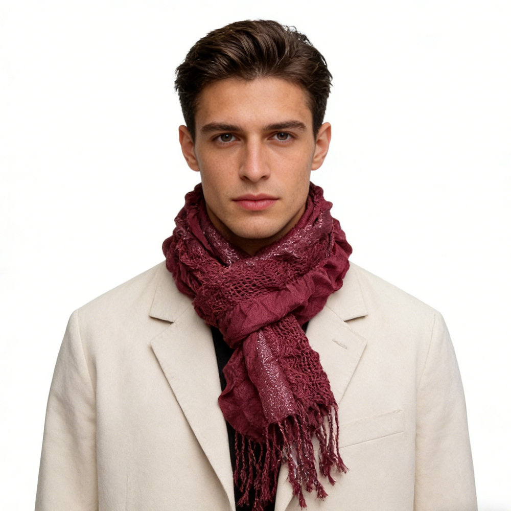 2 foulards magenta métallisé extra-longs scintillants