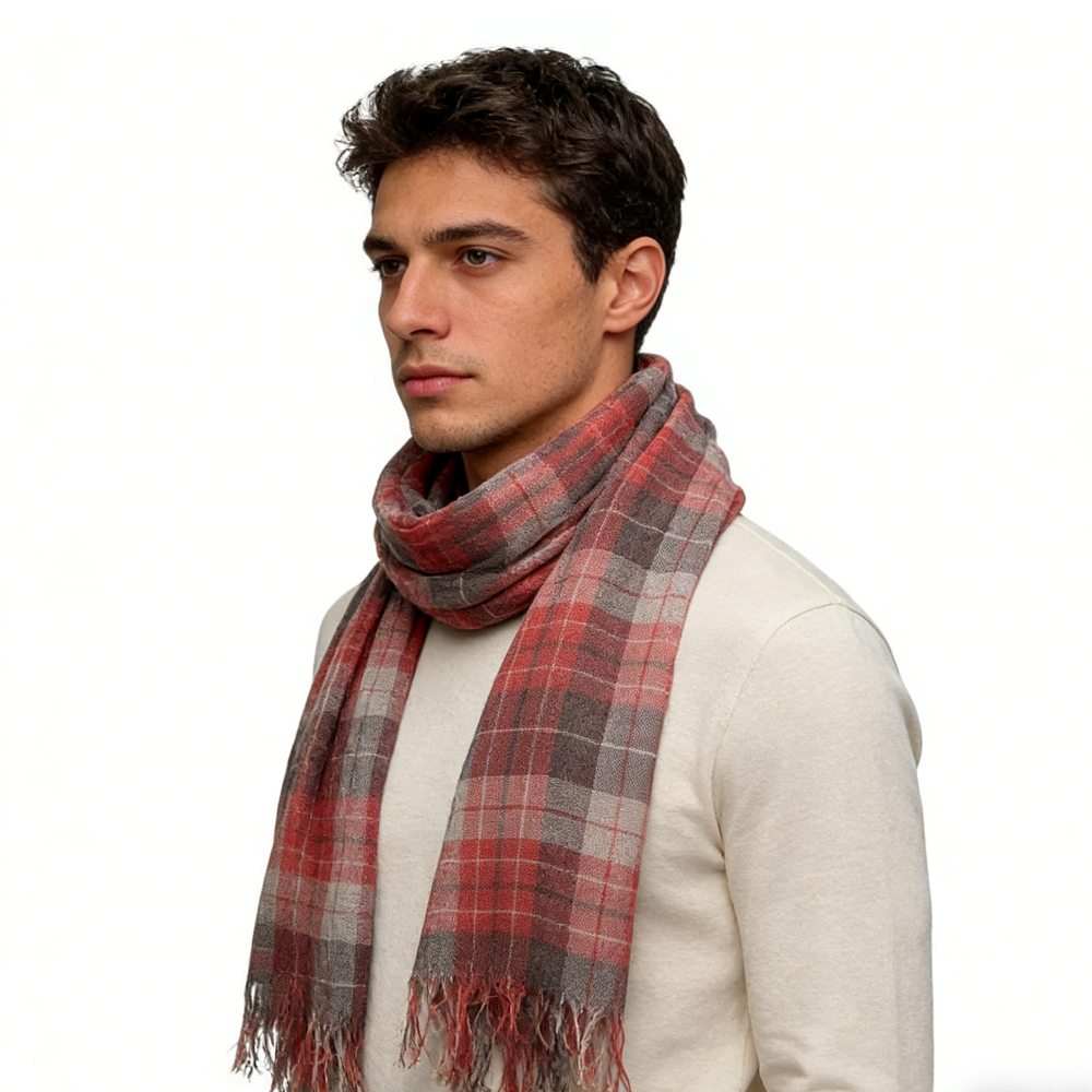 2pcs Foulard Léger Mode Orange-Rouge Teinture Filée