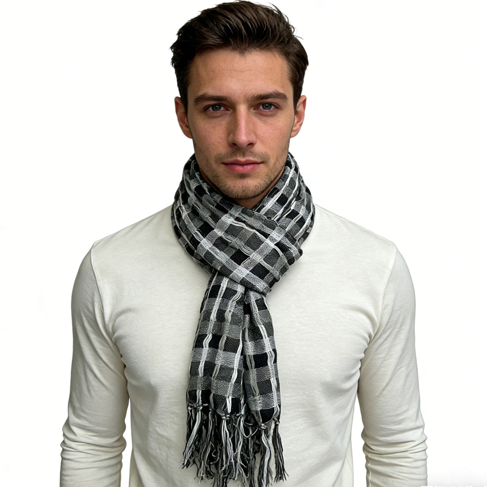 2pcs Foulard carré imprimé léopard gris, look luxe