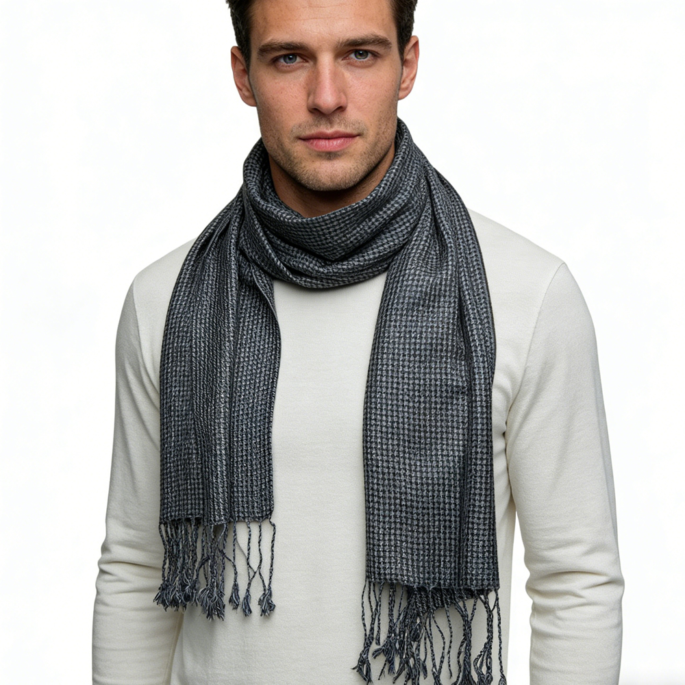 2pcs Foulard Jacquard gris minimaliste texturé, look luxe