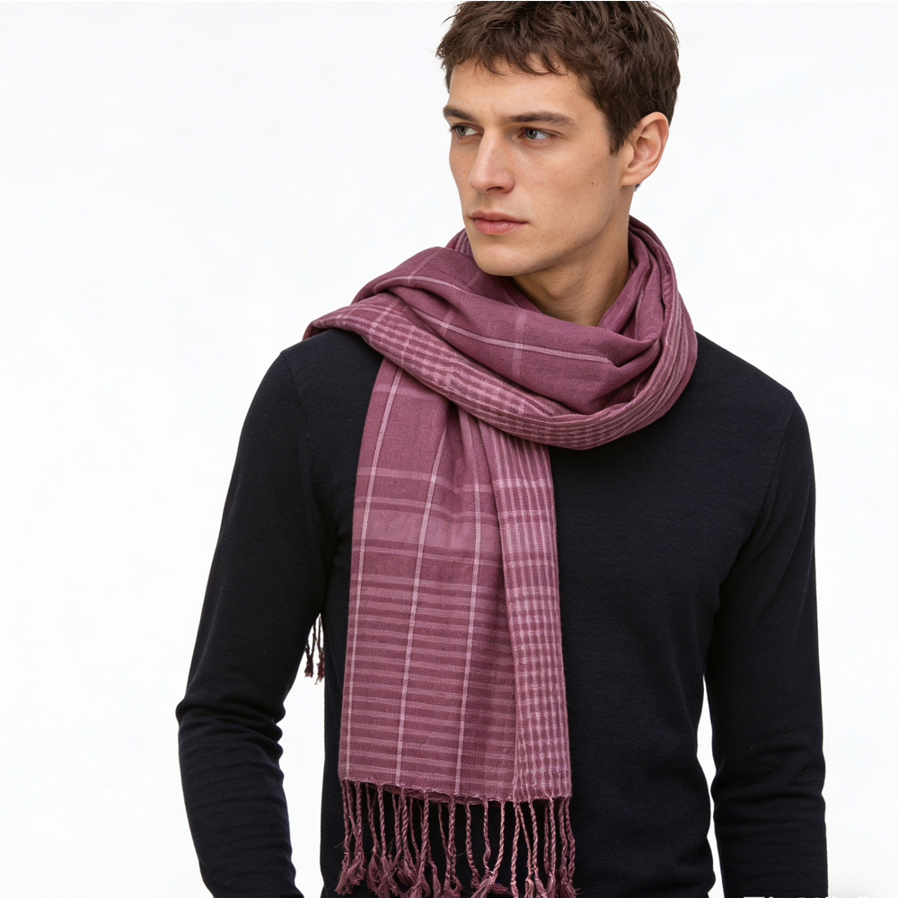 2 foulards teints à la chaîne rose fuchsia vif