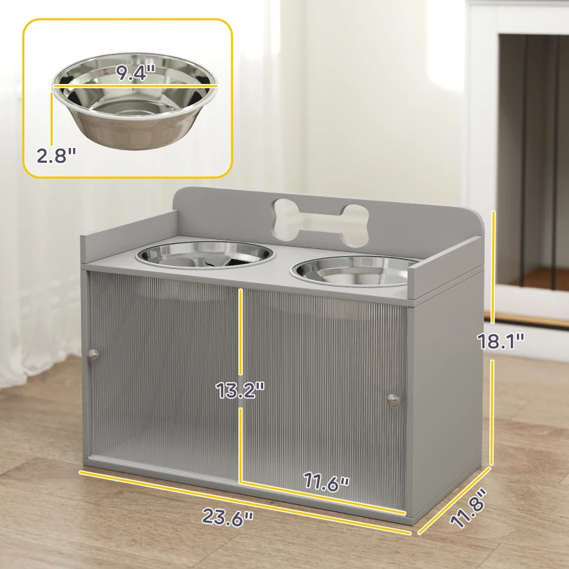 Bols chien surélevés rangement gris acier inoxydable grands chiens