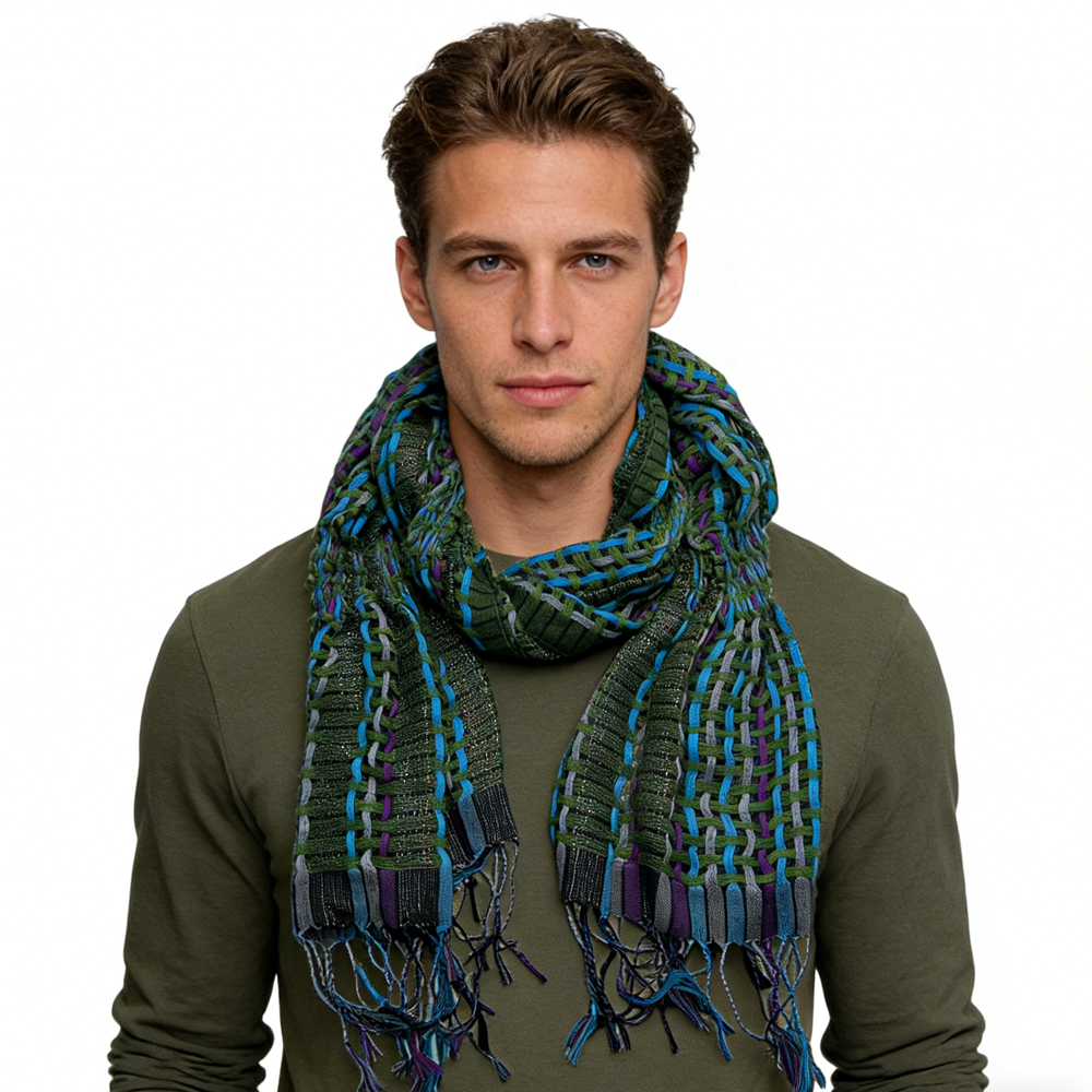 2 foulards olive teint filé, chic militaire, polyvalent