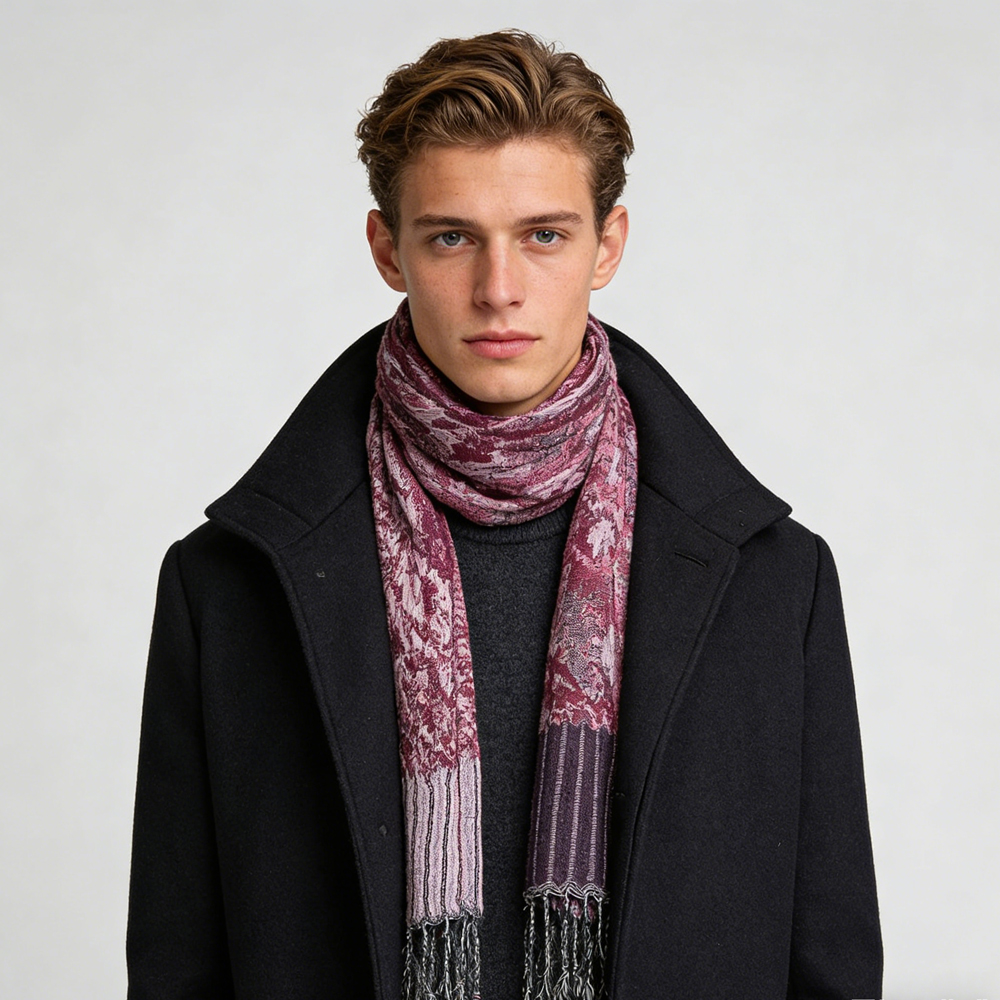 2pcs Foulard Jacquard soirée texture riche, look luxe
