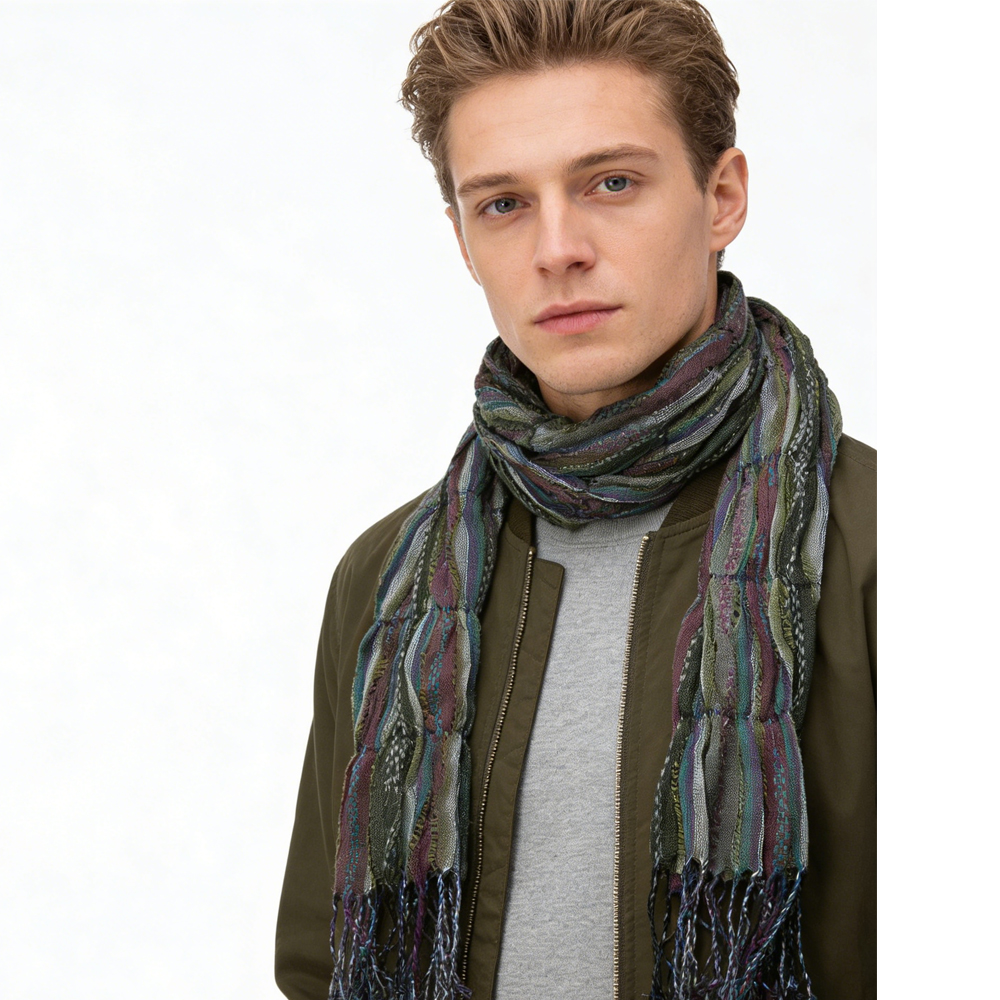 2pc Foulard jacquard olive texture utilitaire femme