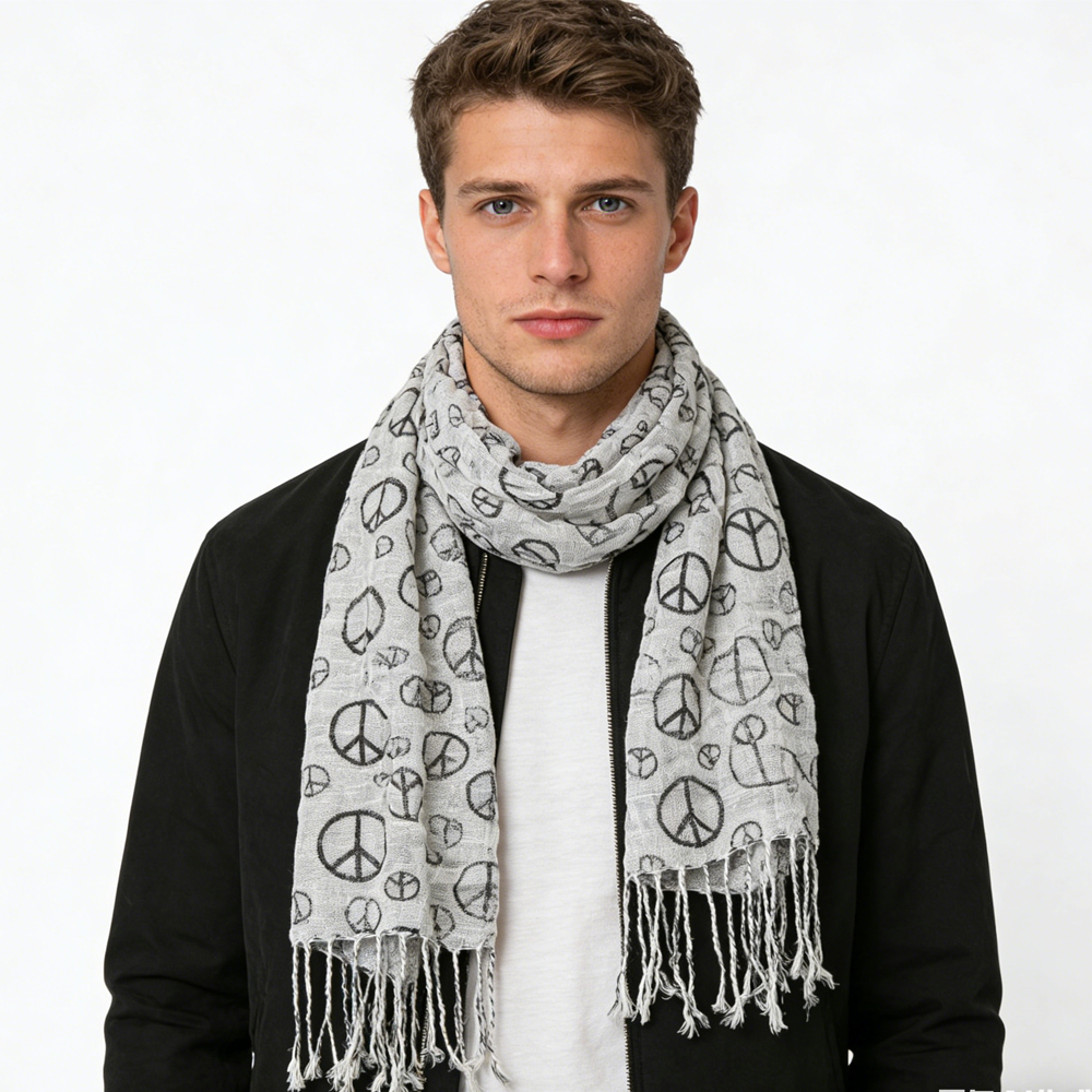 2pc Foulard géométrique noir blanc femme/homme