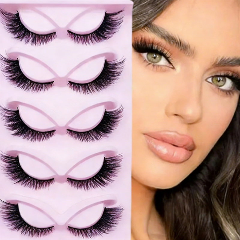 5 paires faux cils extension fluffy, vison faux, look dramatique