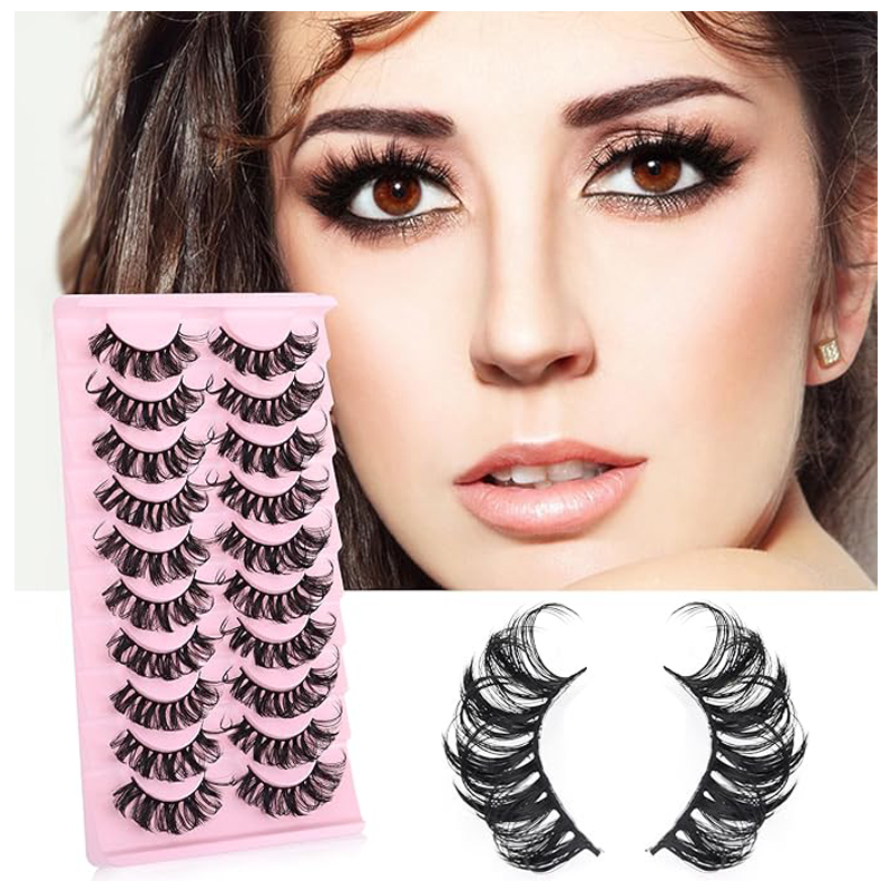 Faux cils 10 paires, extension grappe vison fluide