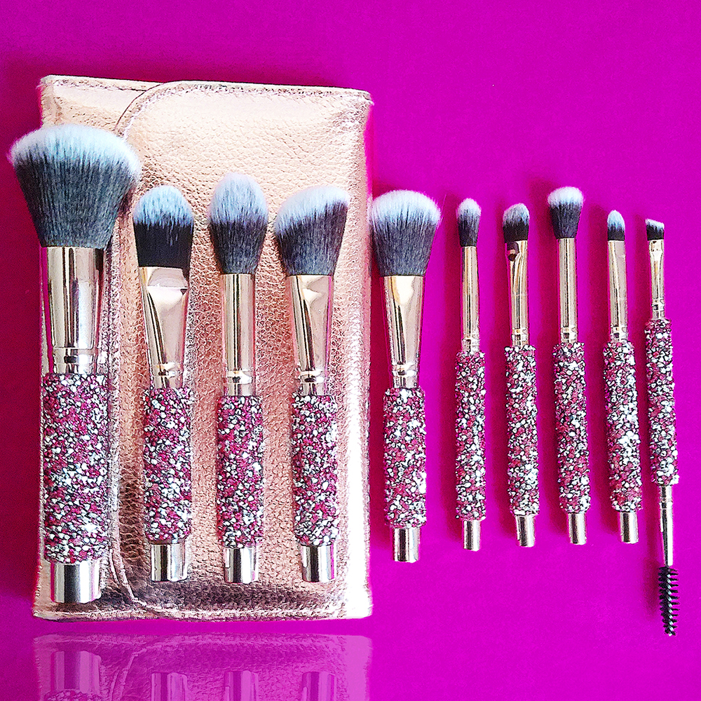 Pinceau Maquillage 10 en 1 Artisanal Serti Diamant
