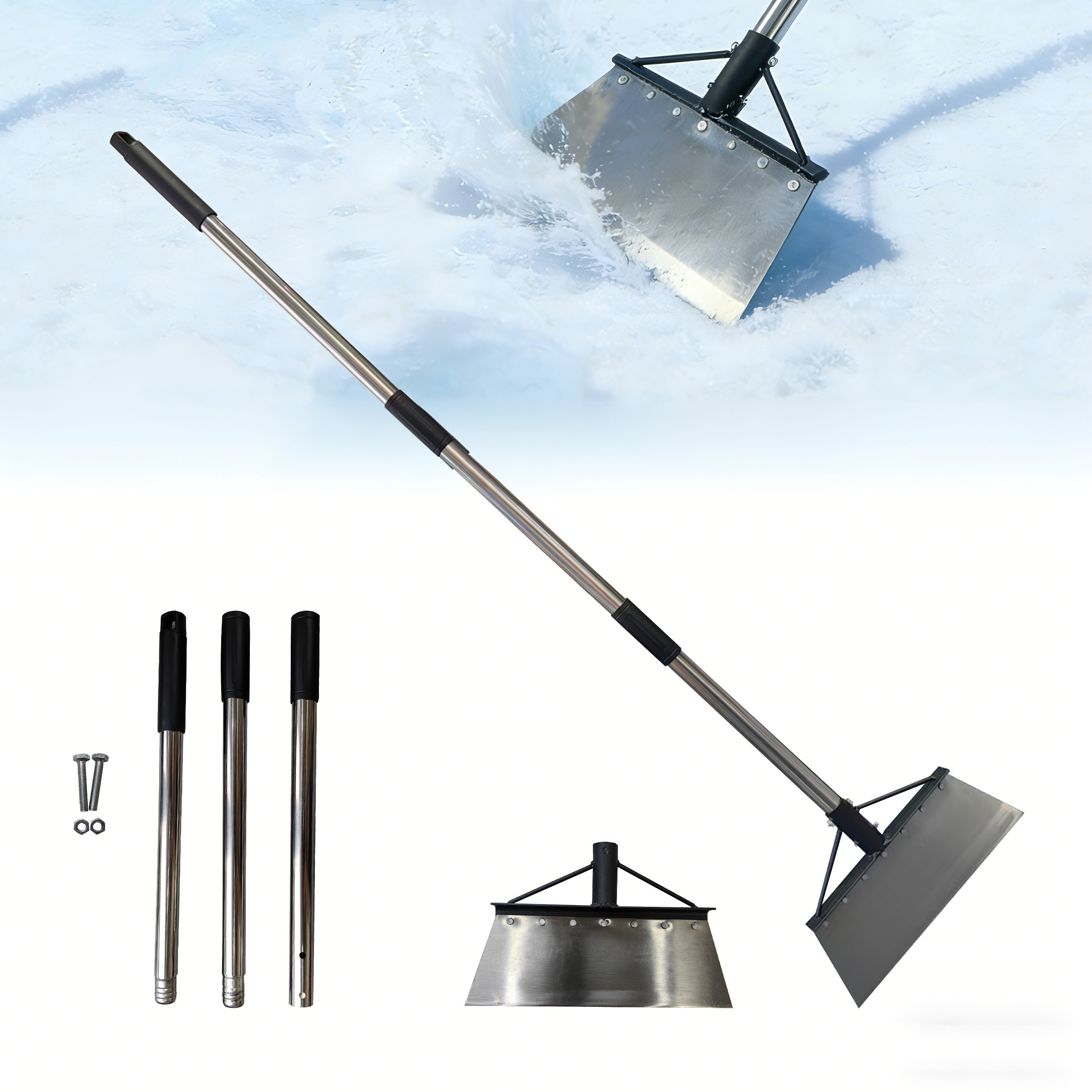 Pelle à neige acier inoxydable manche modulaire glace