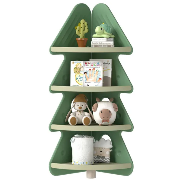 Bibliothèque sapin Noël 4 étages enfants avec barres anti-chute