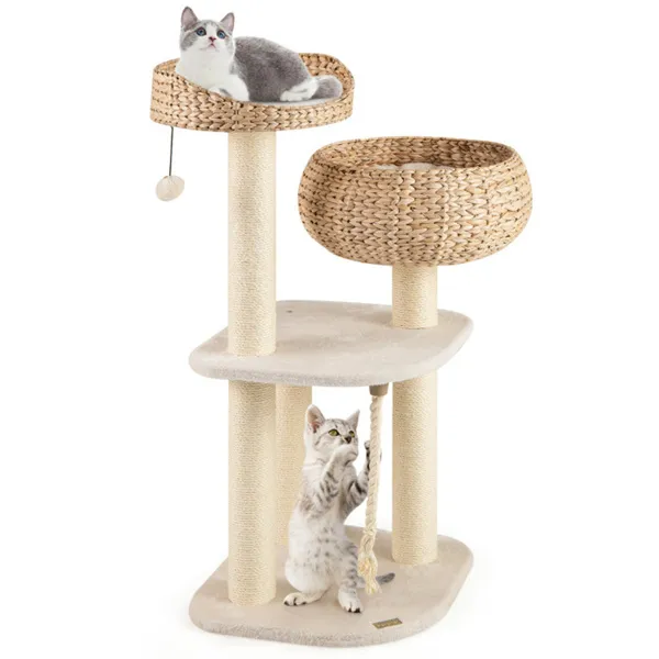 Arbre chat jacinthe 41po 3 griffoirs sisal blanc