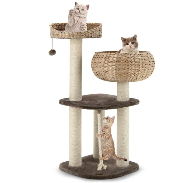 Arbre chat jacinthe 41po 3 griffoirs sisal brun