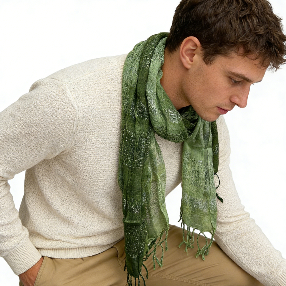 2pc Foulard long brillant métallisé femme/homme