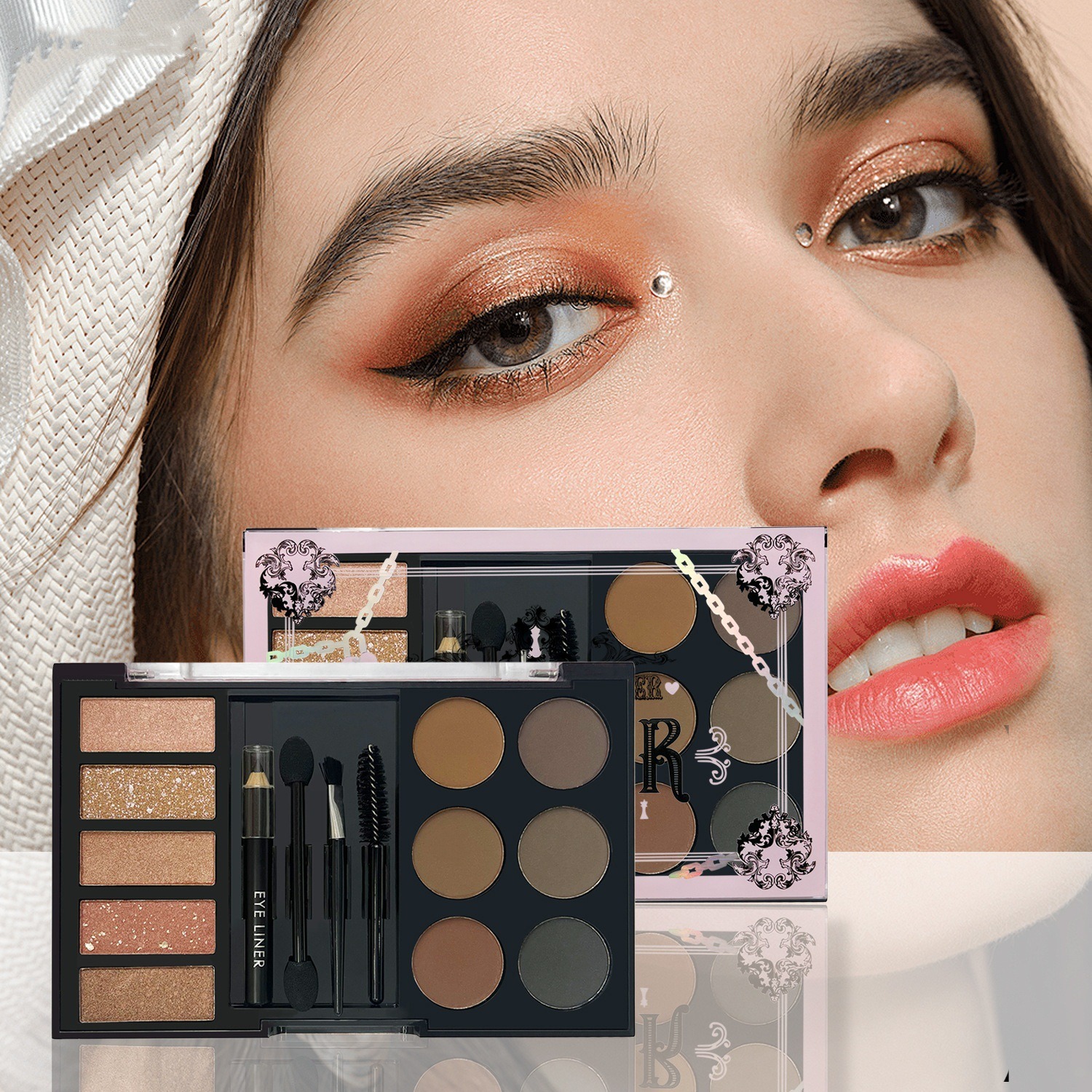 Palette poudre crème sourcils avec carte sourcil