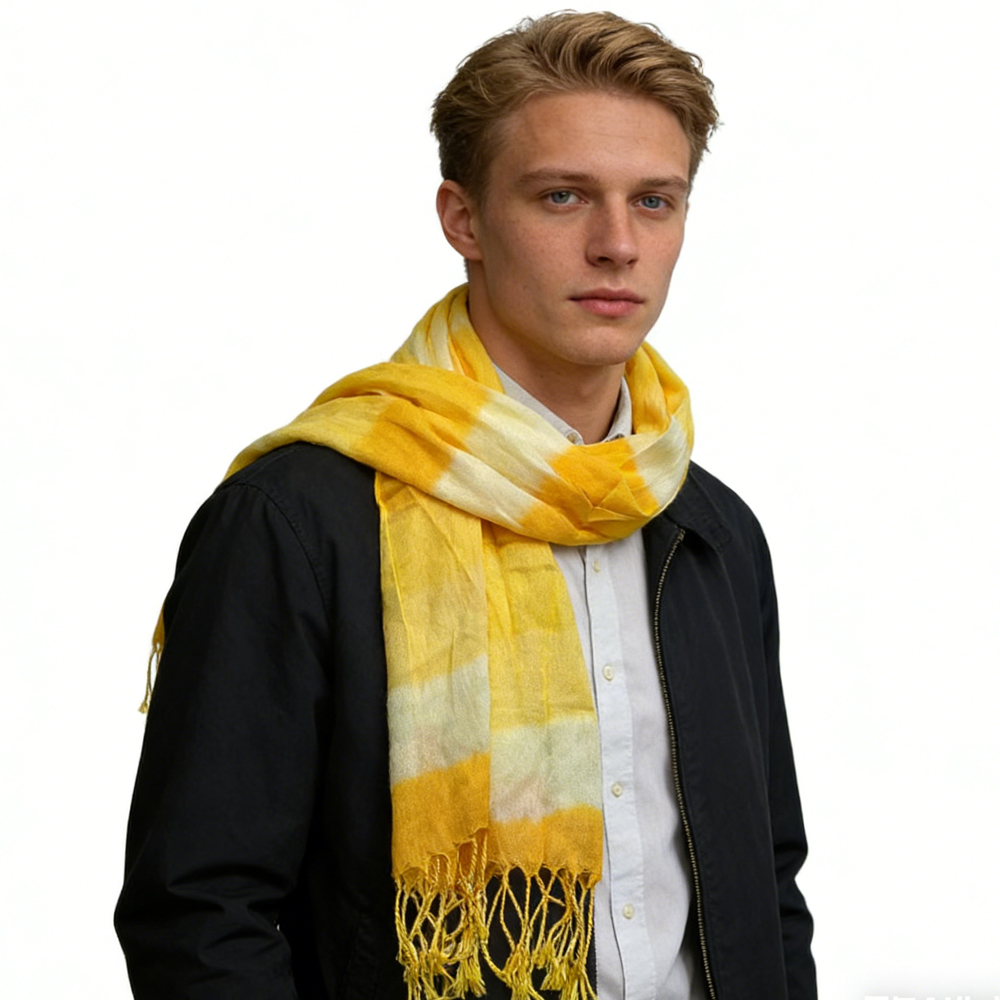 2pc Foulard bohème jaune motif floral