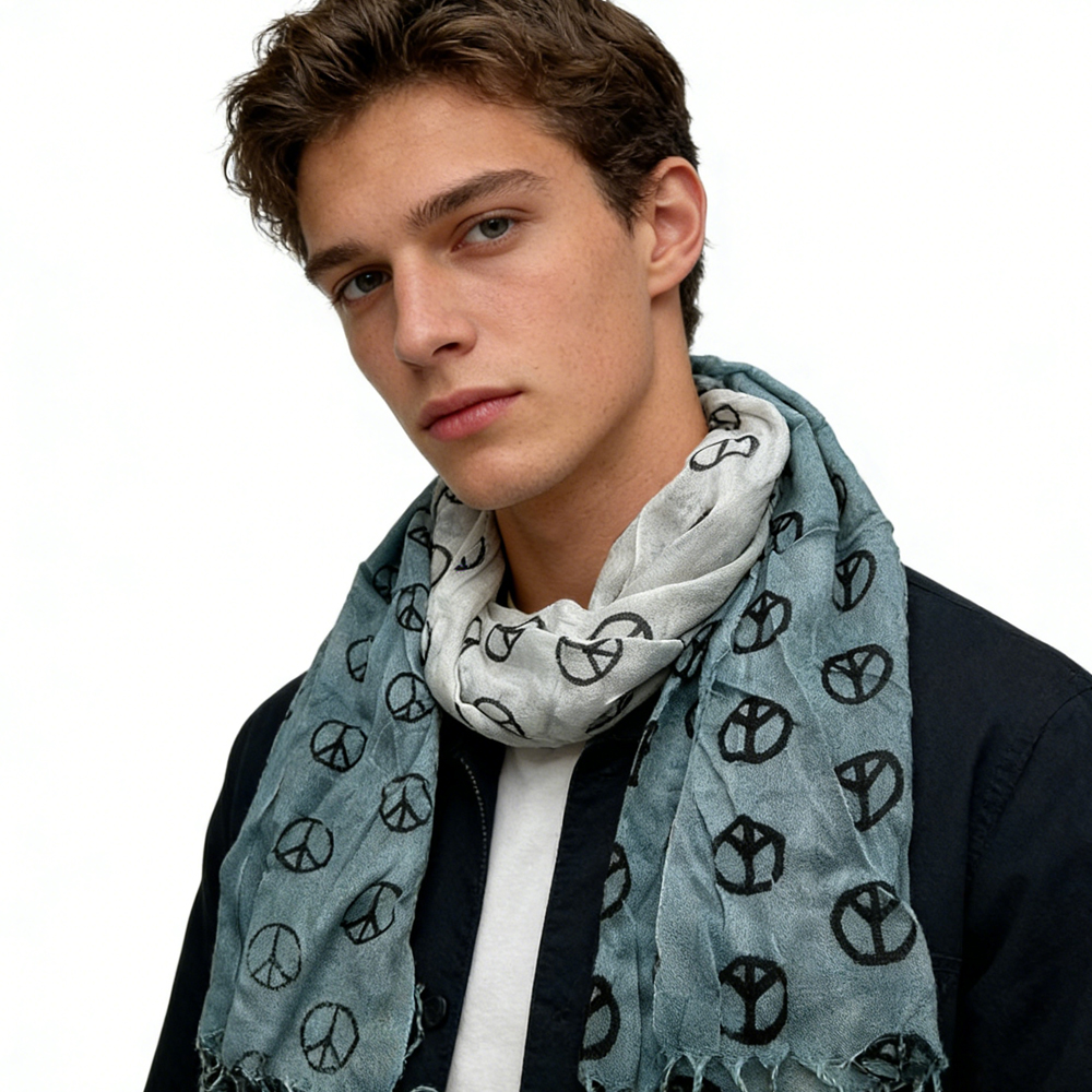 2pc Foulard gris motif subtil femme/homme