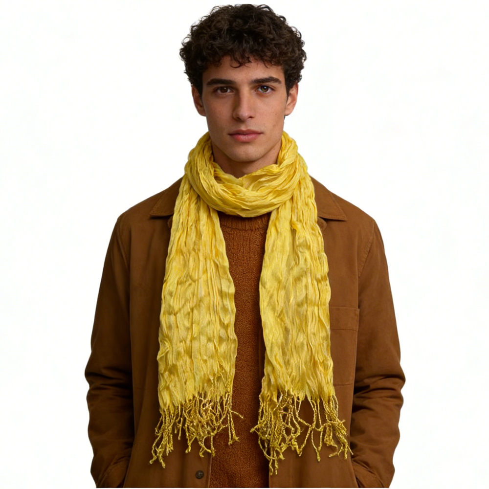 2pc Foulard jaune soleil mélange froissé femme/homme