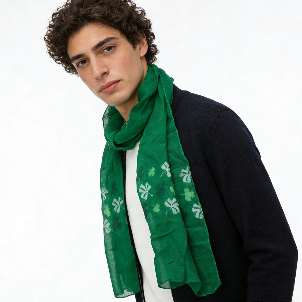 2pc Foulard olive imprimé fin femme/homme