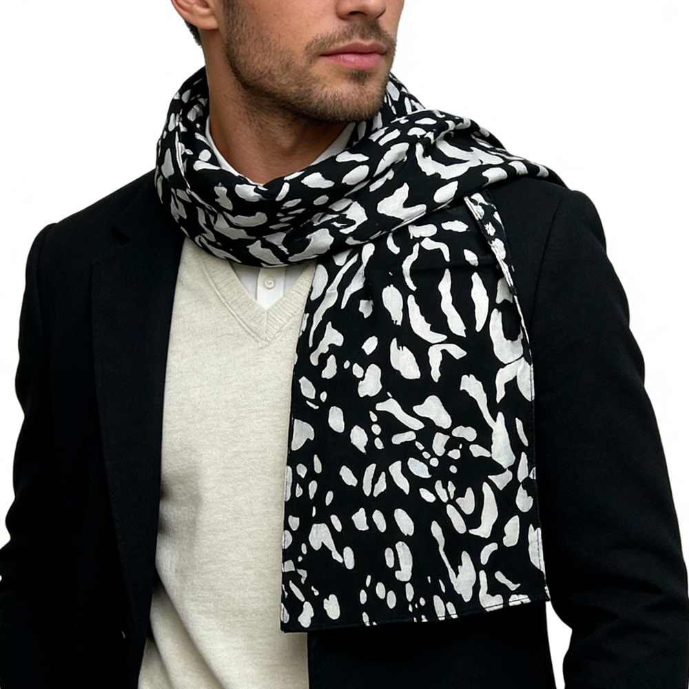 2pc Foulard long abstrait galerie imprimé femme