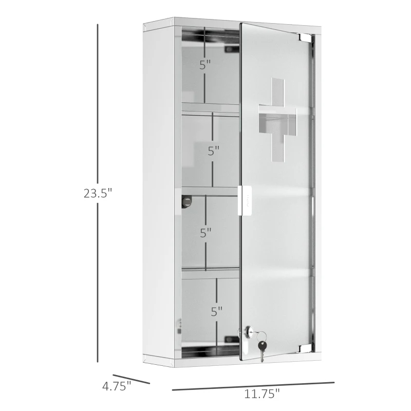 Armoire médicale acier inoxydable 4 étages serrure 2 clés