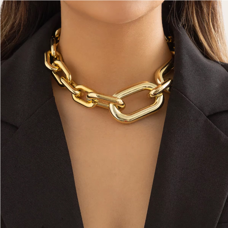 Collier chaîne épaisse femme vintage métal lourd
