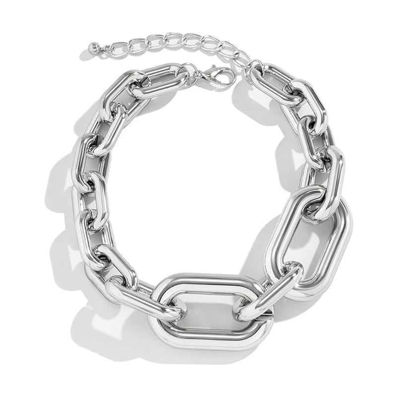 Collier chaîne épaisse argent vintage métal lourd