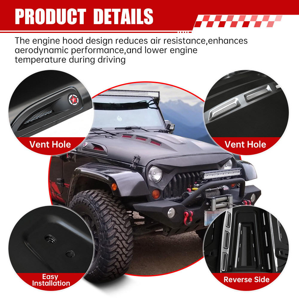 Capot Avenger Wrangler JK 2007-2018 noir