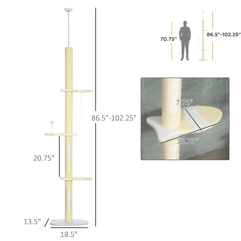 Arbre chat ajustable 4 étages 221-262cm