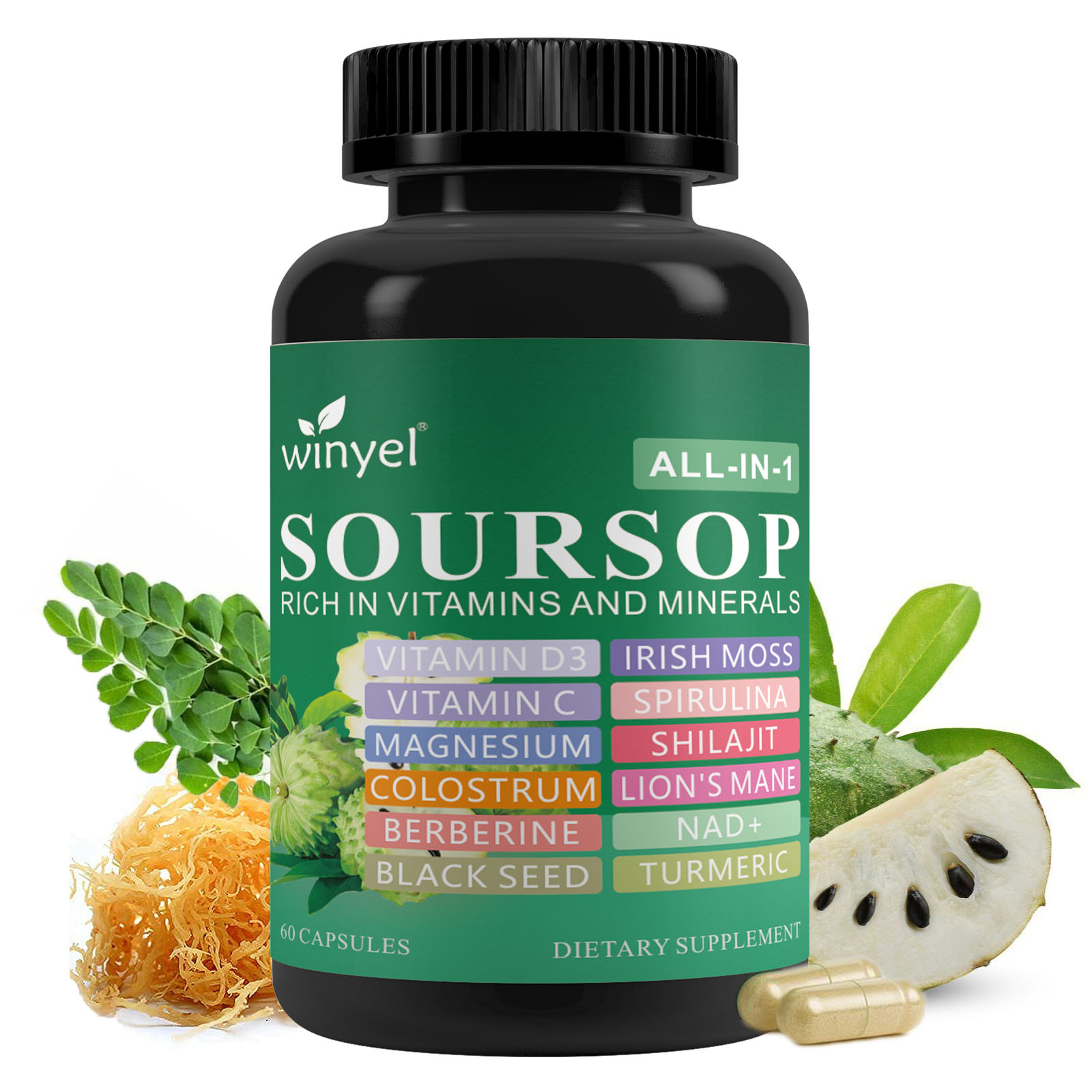Supplément corossol 20 extraits herbes vegan 60 caps