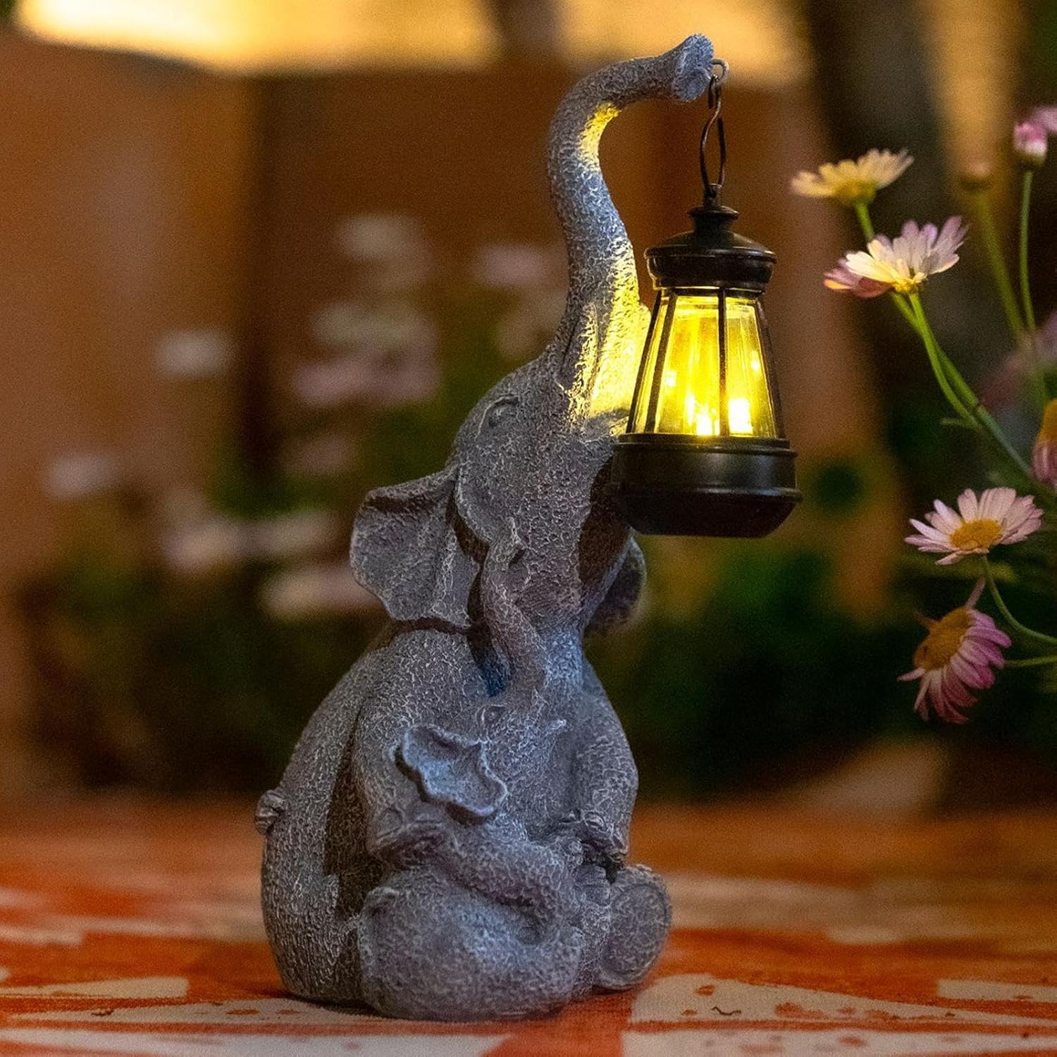 Lumière solaire éléphant décor extérieur jardin