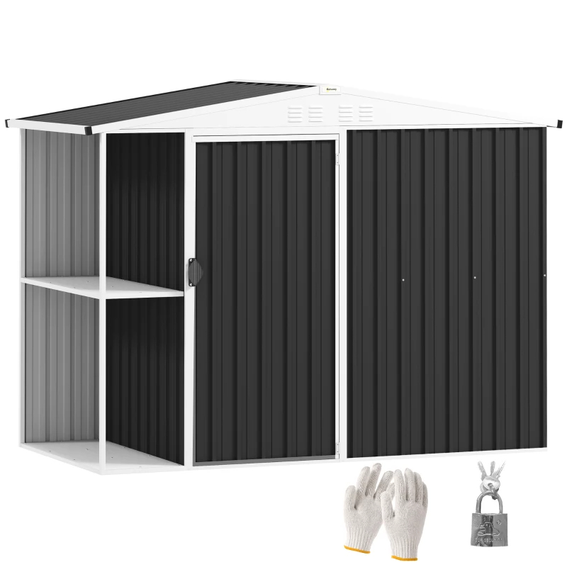 Cabanon jardin 8x4' métal aérations serrure gris