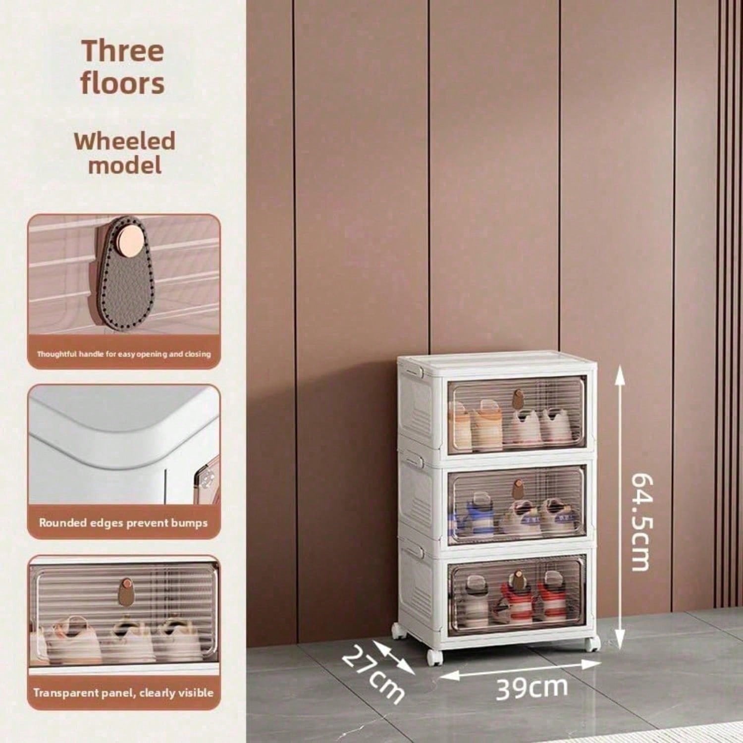 Étagère rangement chaussures empilable portes transparentes plastique