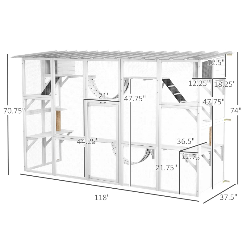 Catio fenêtre grand, étagères, passerelles, multi-chats