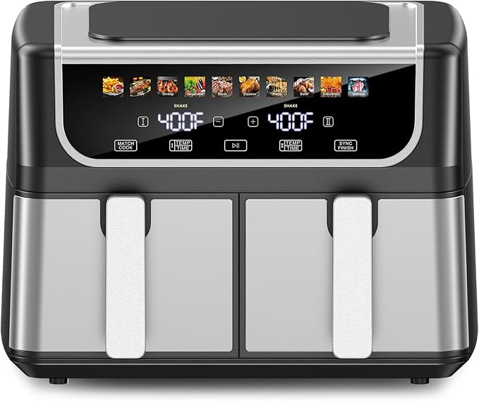 Friteuse air double panier 9.5L 10 modes