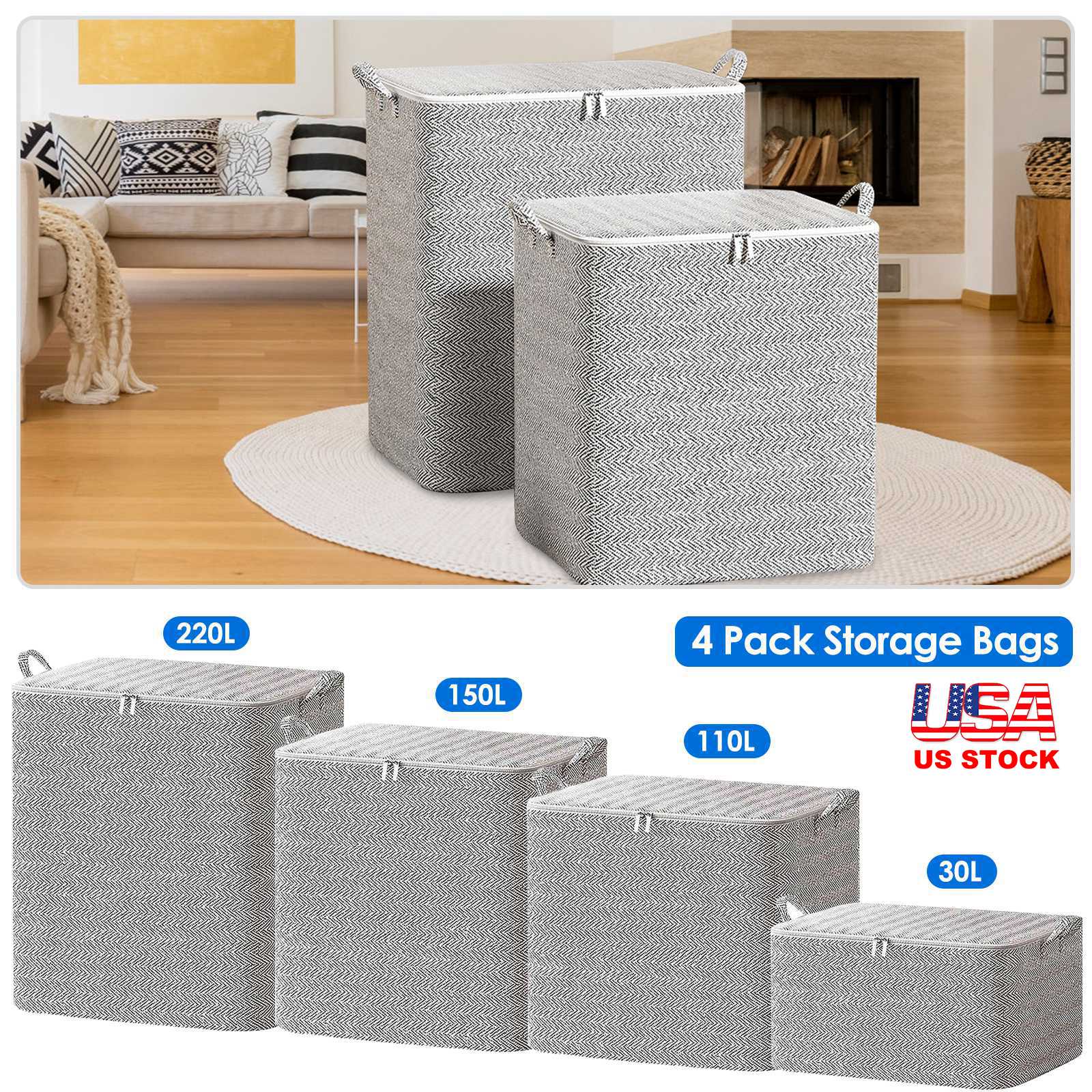 Sacs rangement tissu non tissé pliables 4 pcs fermeture