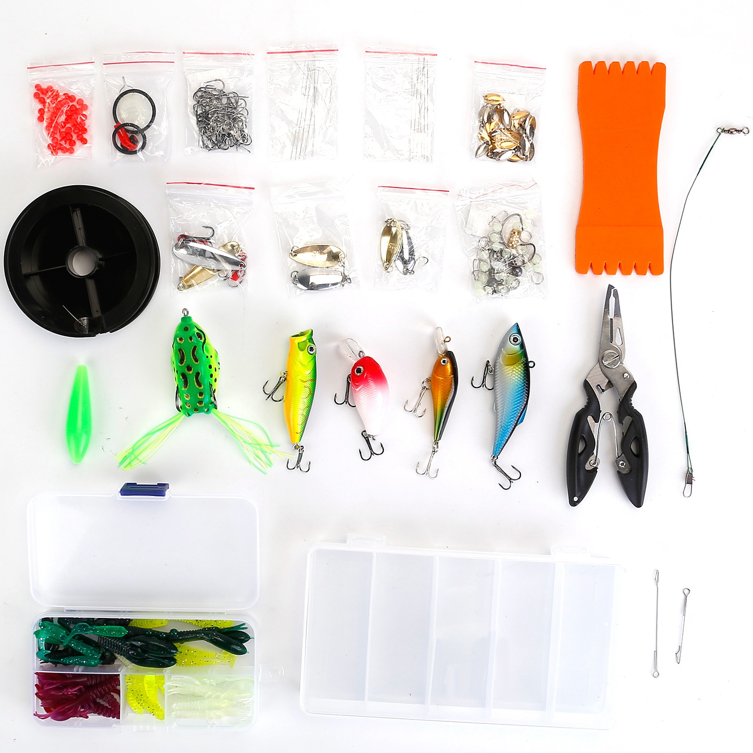 Boîte pêche 383 pièces leurres crevettes appâts
