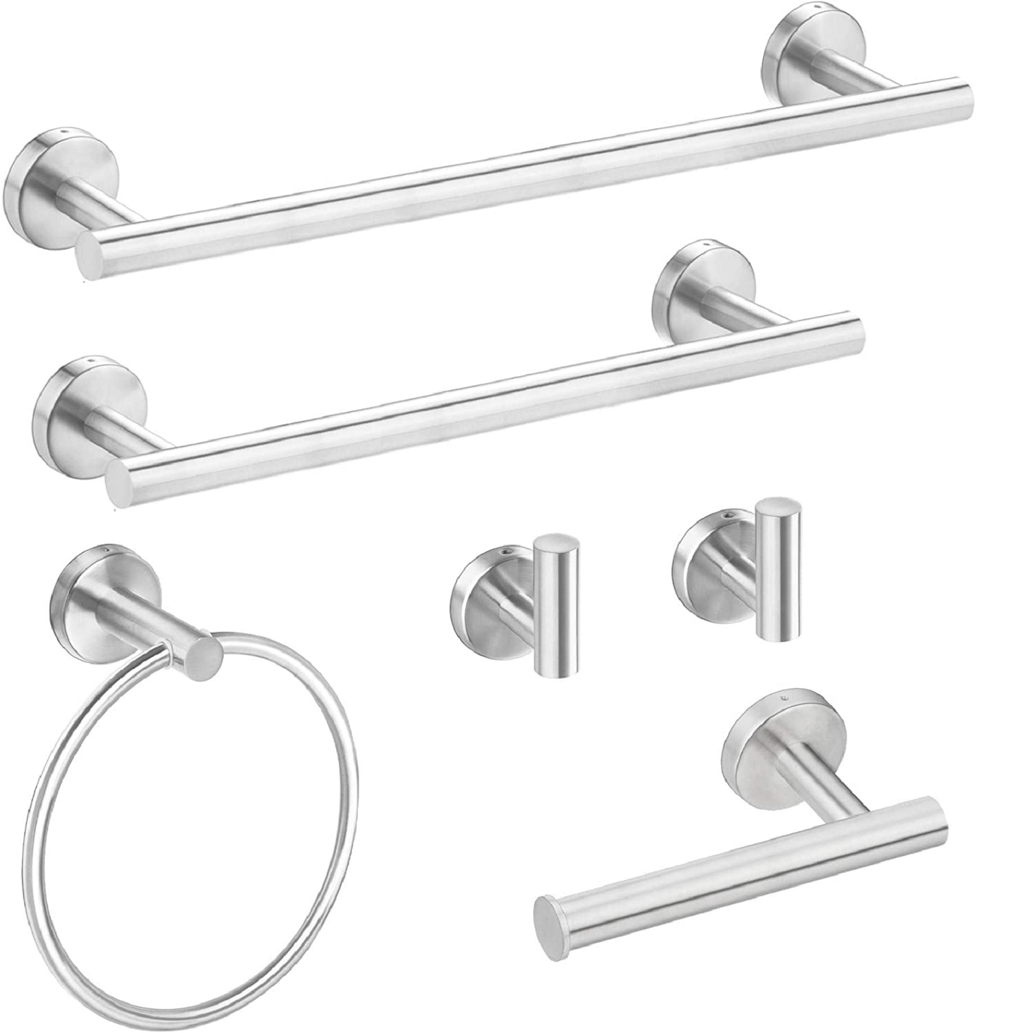 Ensemble 6 serviettes salle bain acier inox nickel brosse