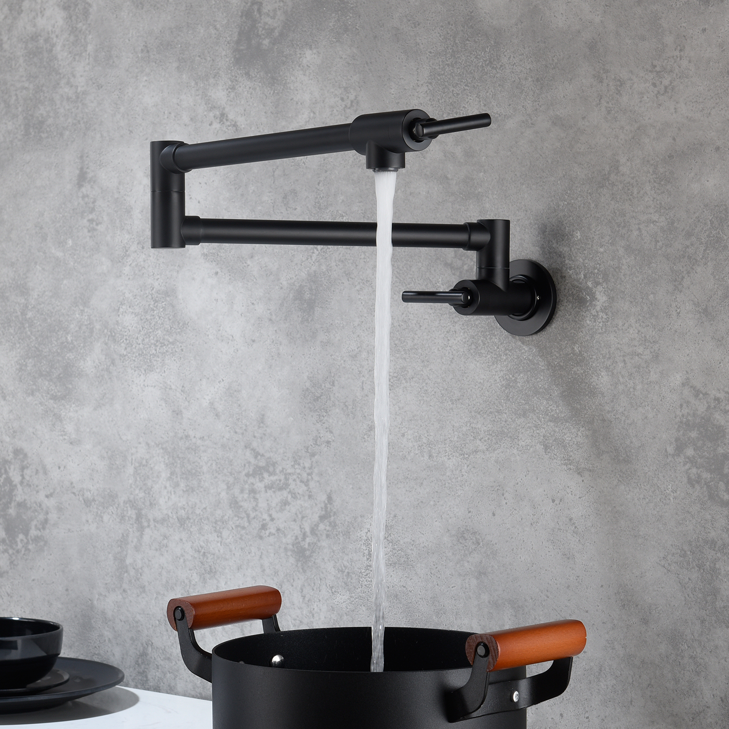 Robinet remplissage pot mur noir mat