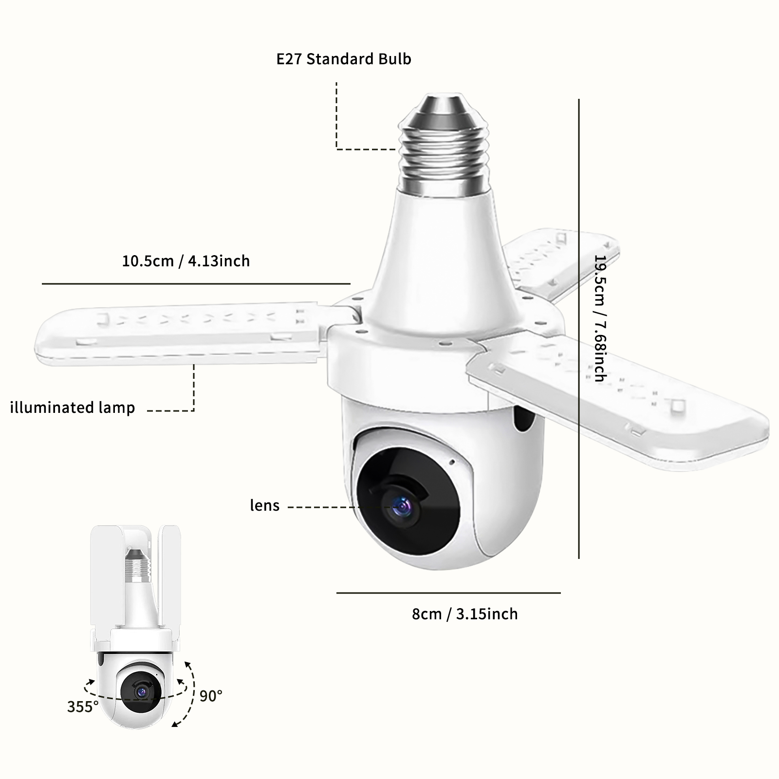Ampoule ventilateur caméra sécurité 1080P WiFi vision nocturne