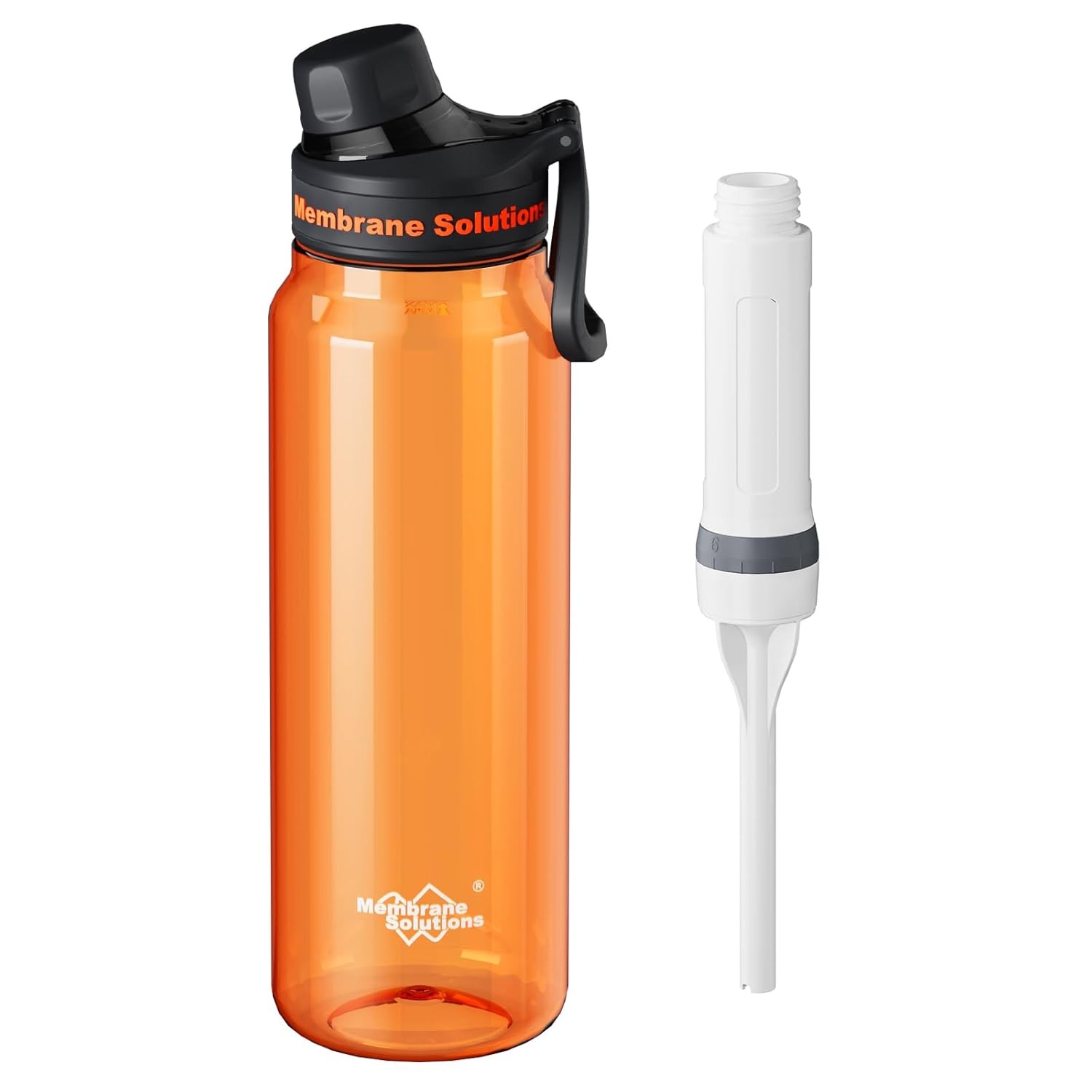 Bouteille filtre eau 1060mL 4 étapes hydratation voyage orange