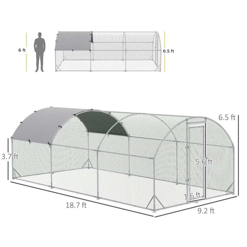 Poulailler métal dôme, bâche imperméable, anti-UV, 1" tube