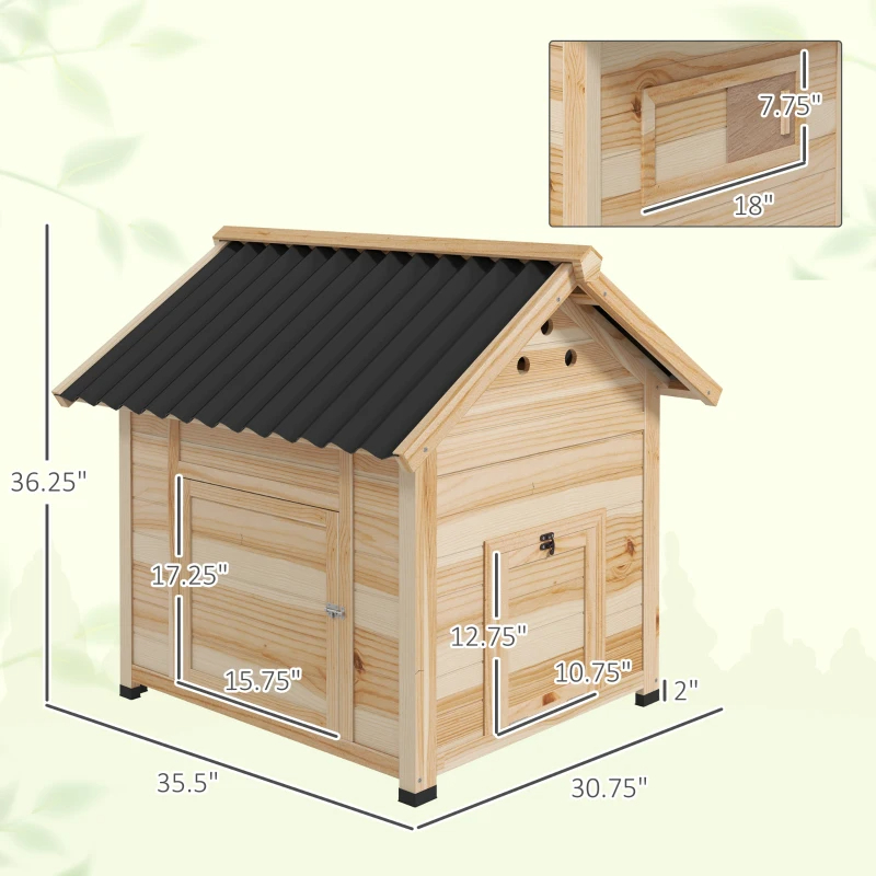 Clapier canard bois toit ouvrant portes naturel