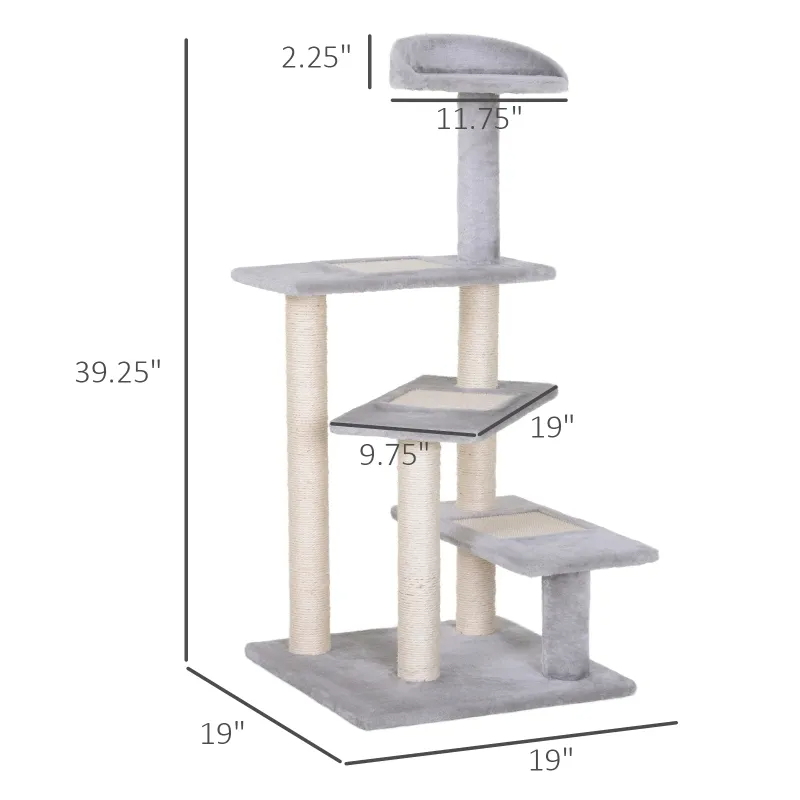 Arbre chat 5 niveaux escalier tournant gris
