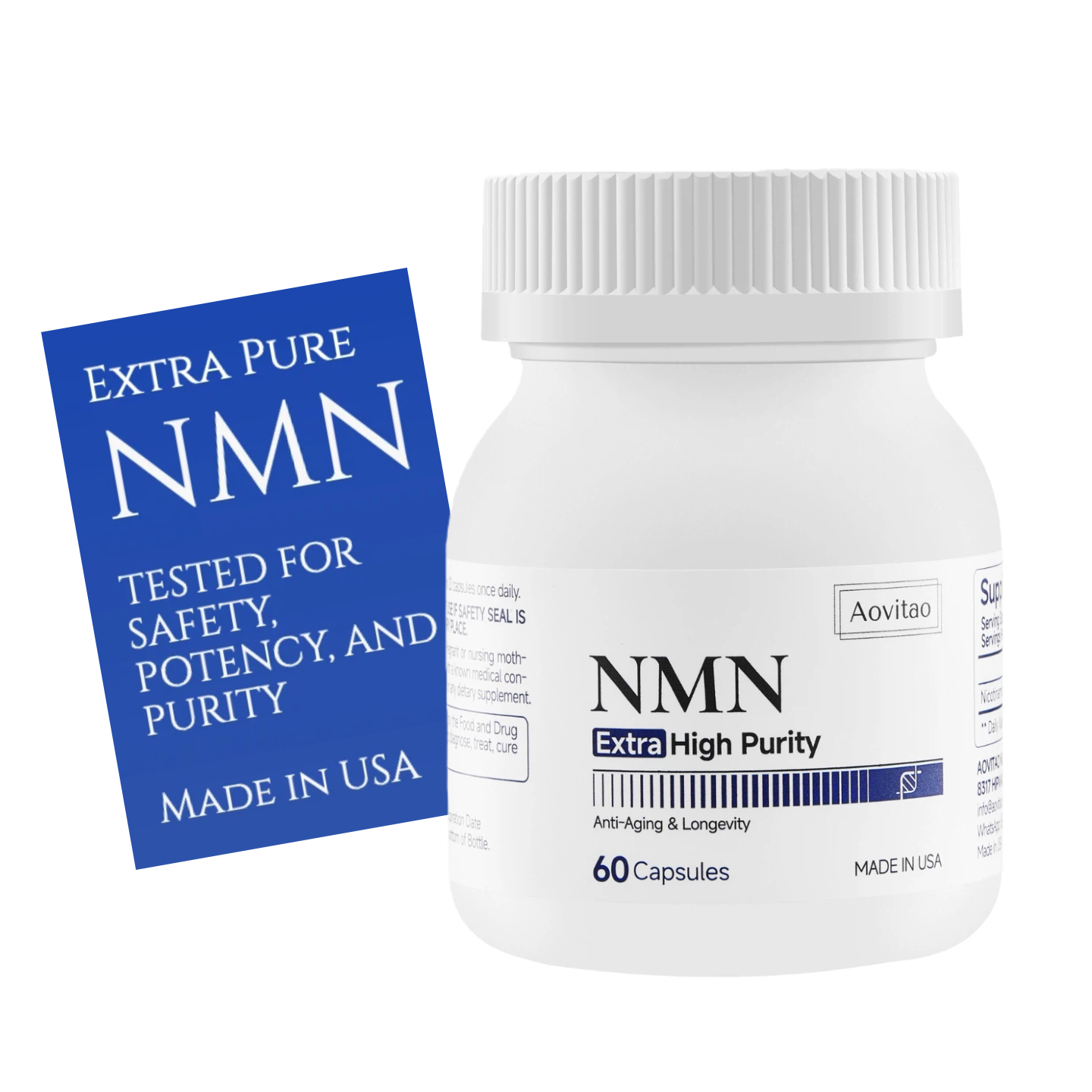 NMN Supplément 500mg Ultra Pur NAD Santé Cellulaire